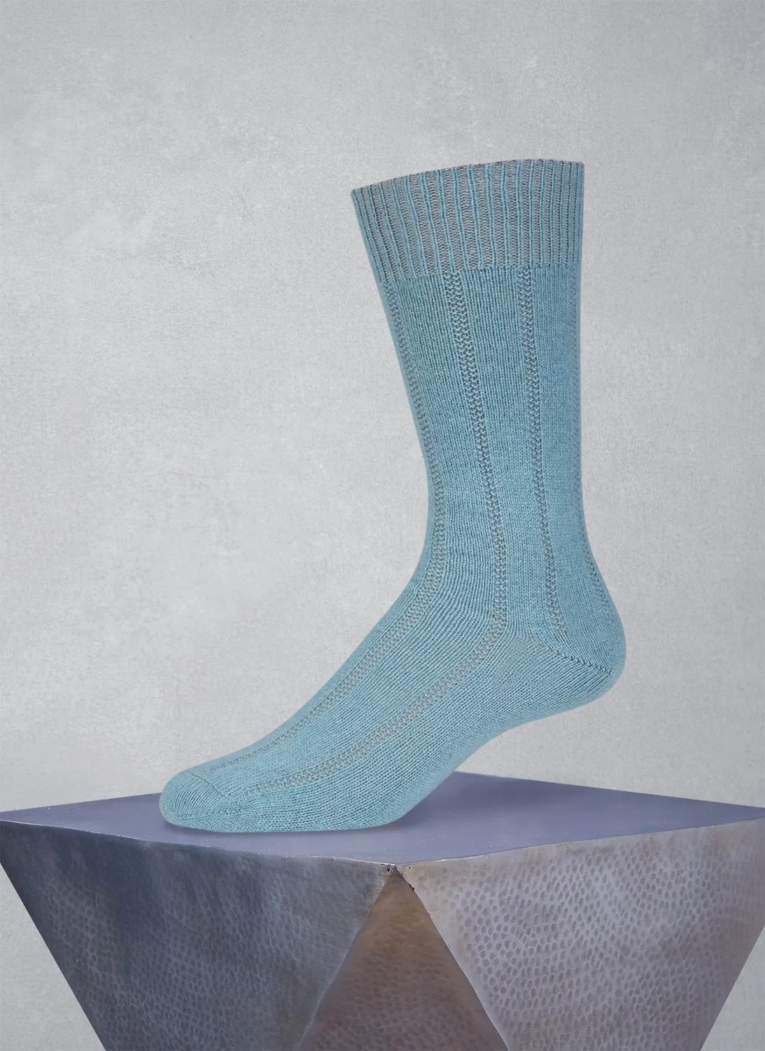 75% Cashmere Rib Sock in Robin's Egg Blue