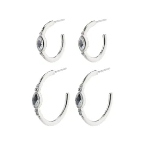 ALEXANDRA crystal hoop earrings 2-in-1 set silver-plated