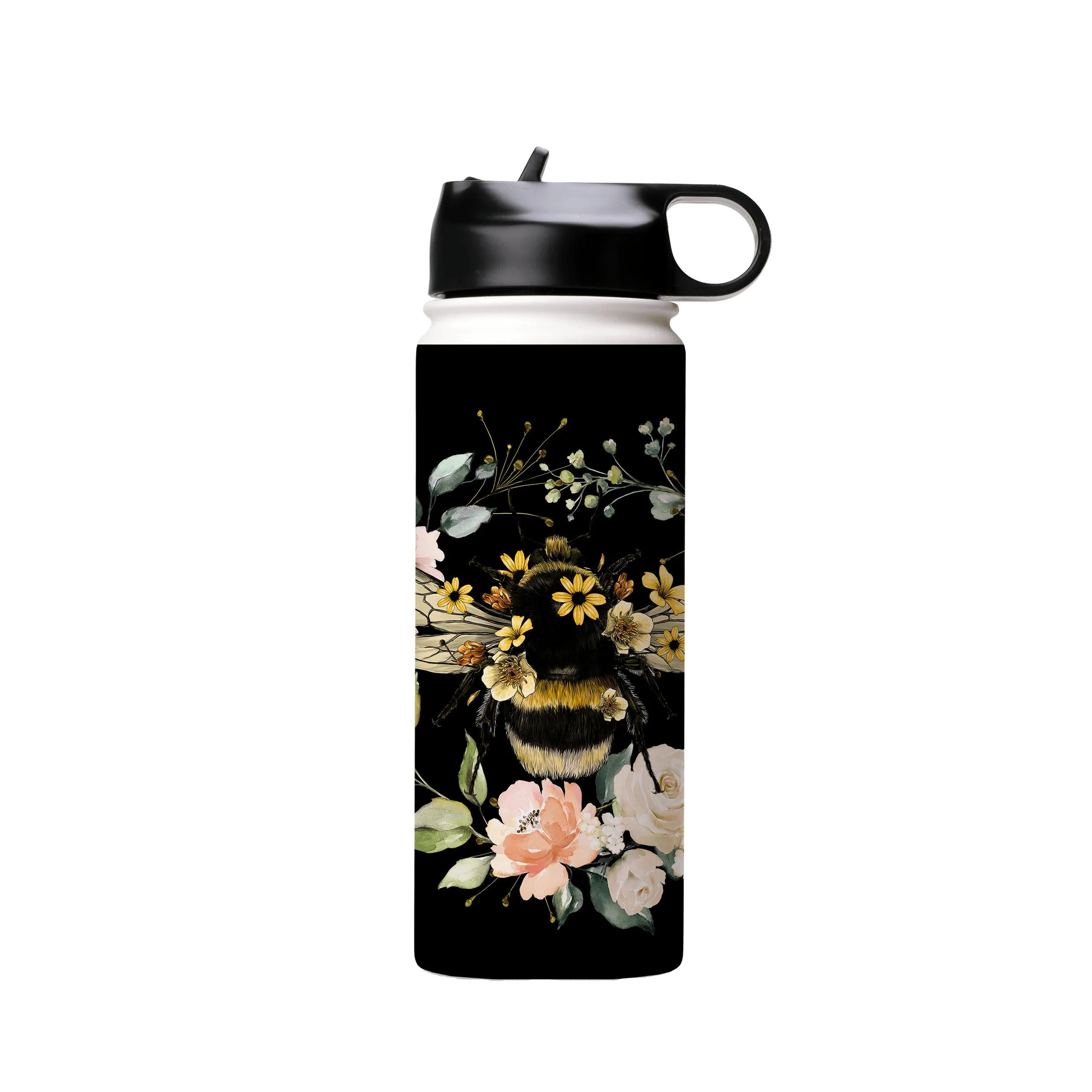 Bee I Black Insulated Stainless Steel Water Bottle