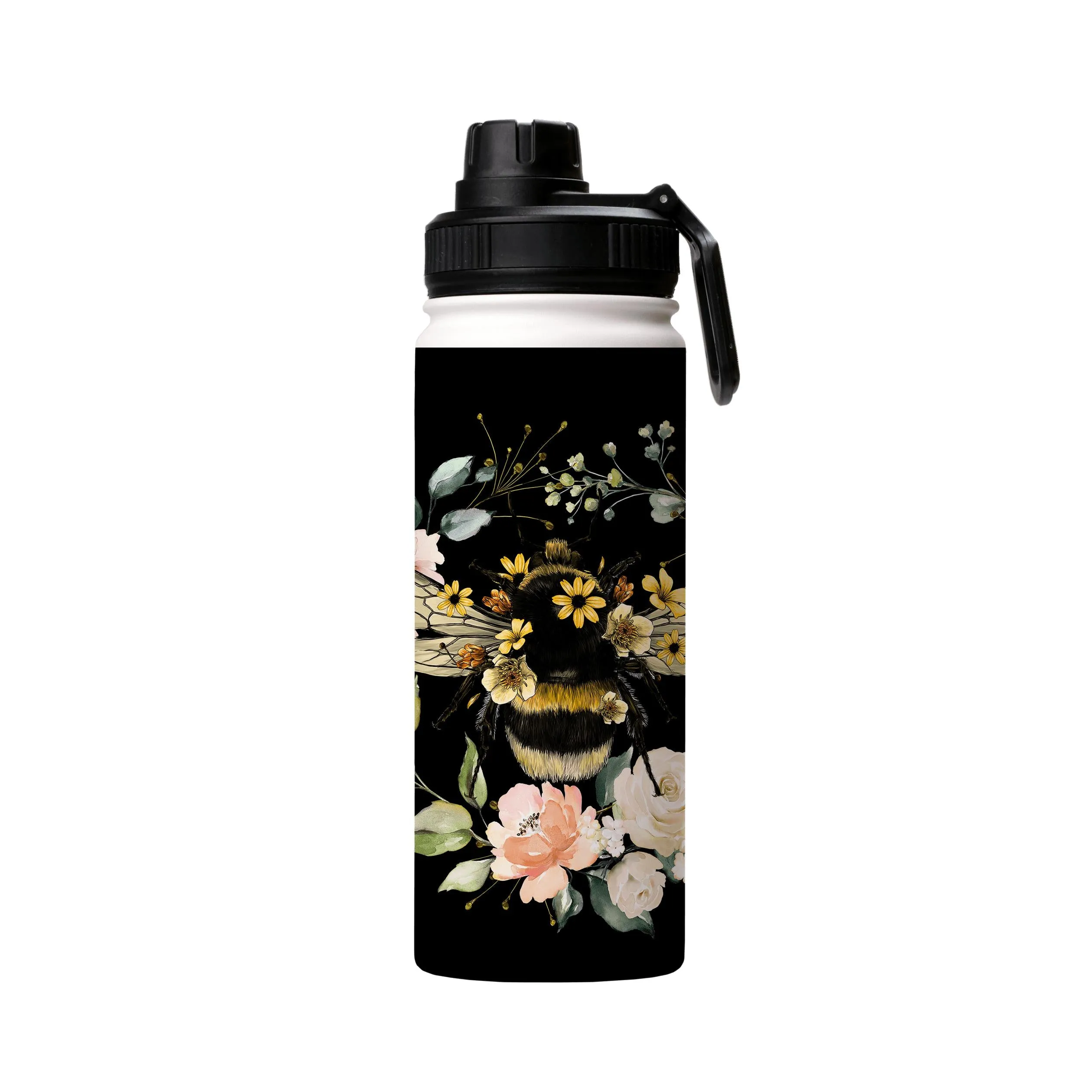 Bee I Black Insulated Stainless Steel Water Bottle