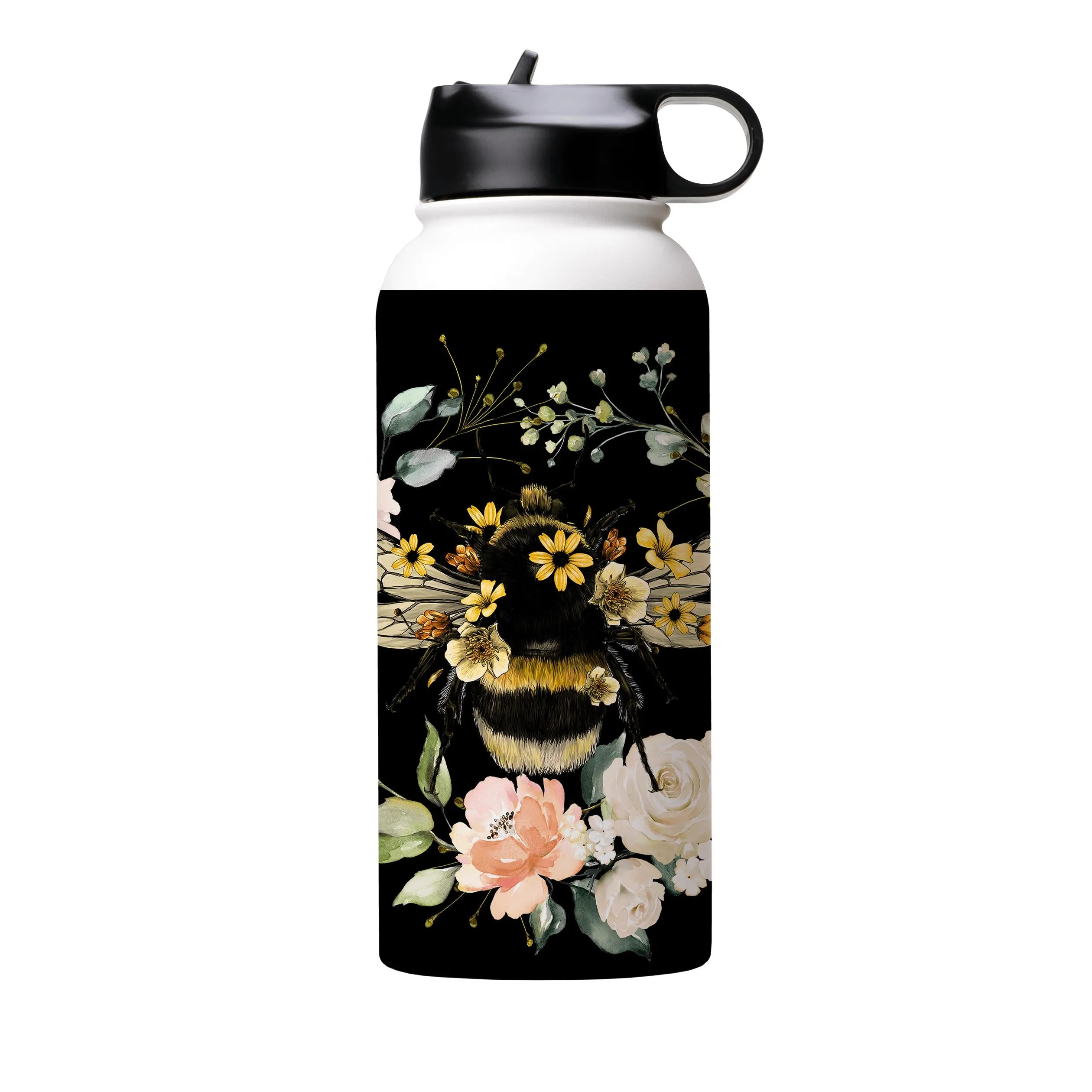 Bee I Black Insulated Stainless Steel Water Bottle