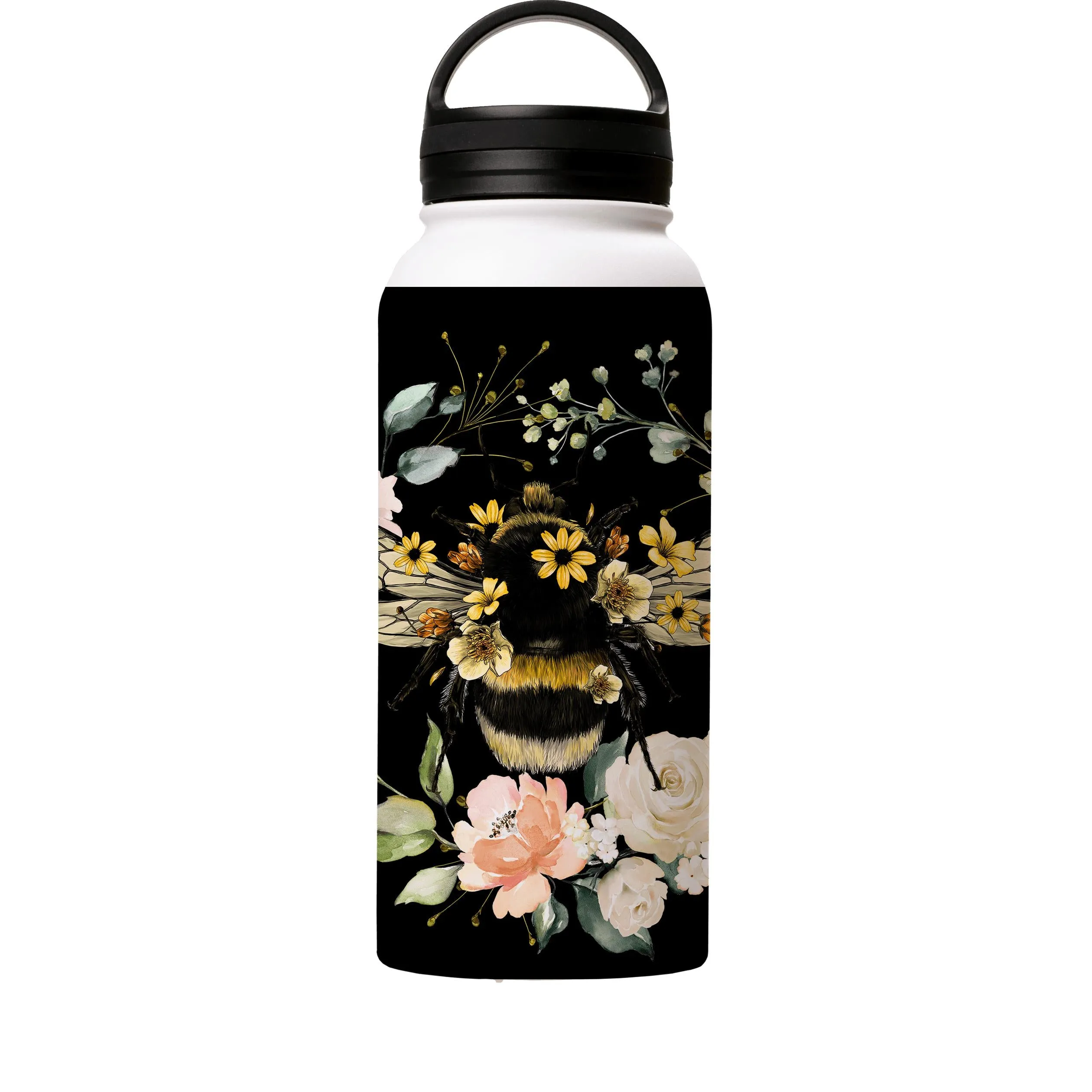 Bee I Black Insulated Stainless Steel Water Bottle