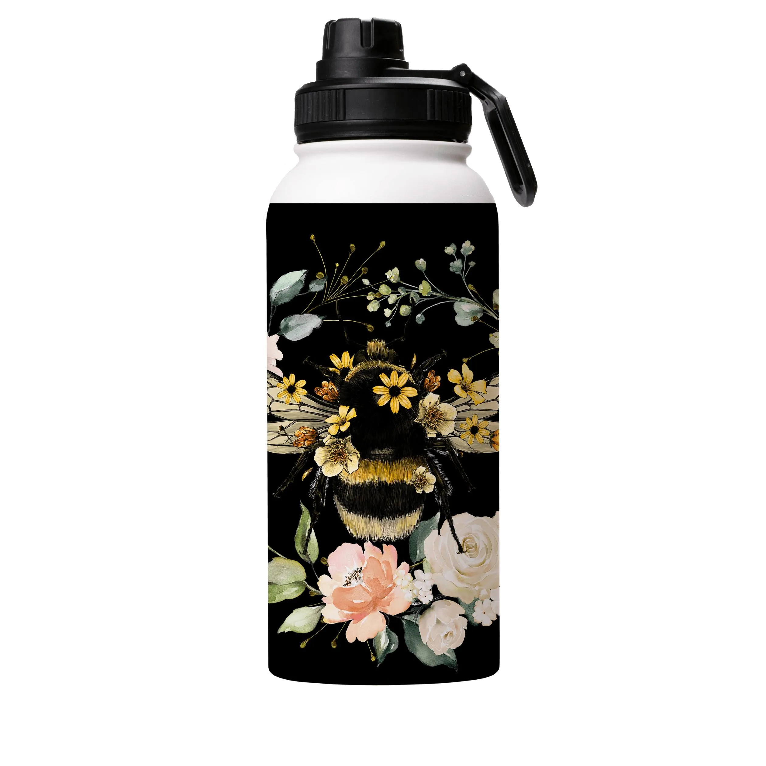 Bee I Black Insulated Stainless Steel Water Bottle