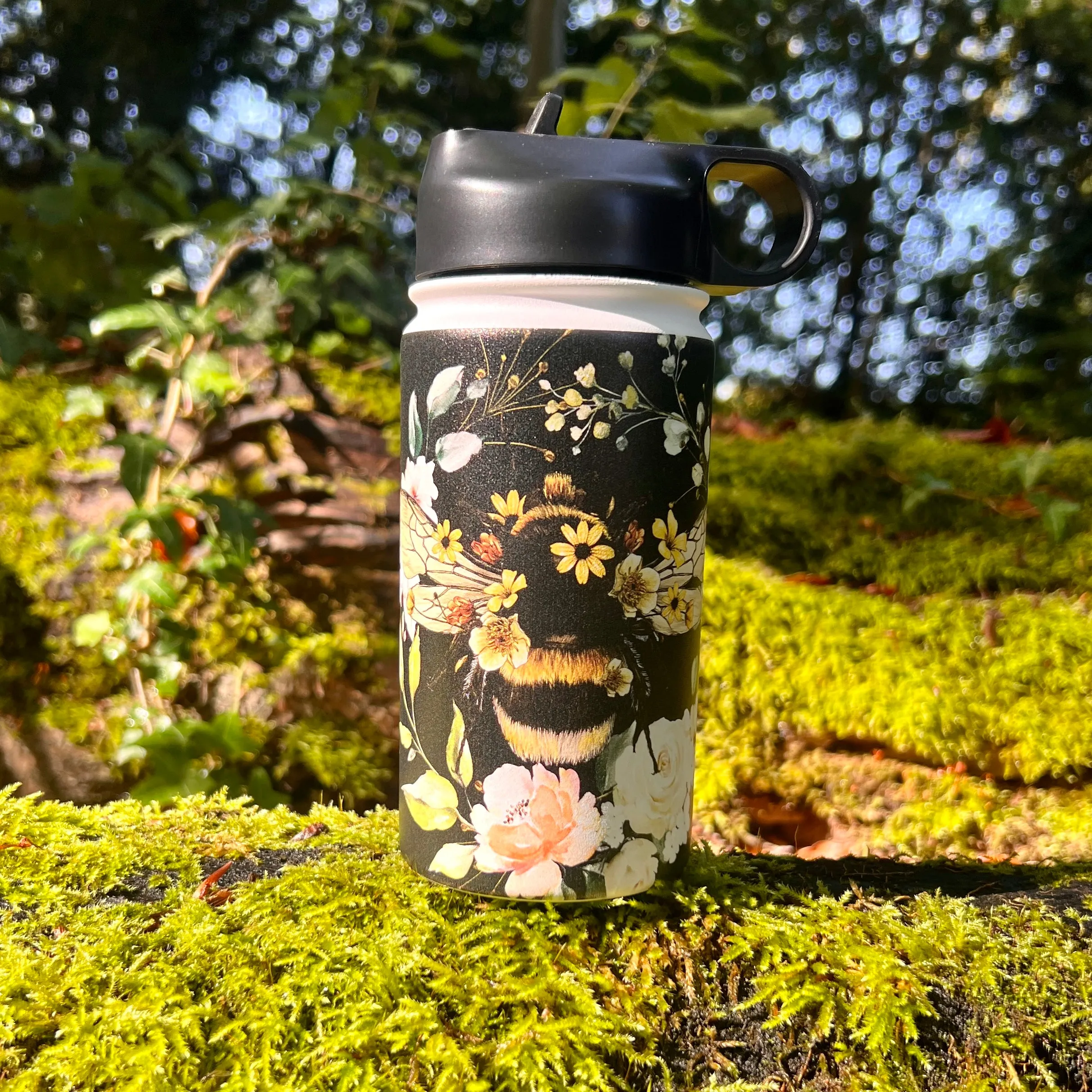 Bee I Black Insulated Stainless Steel Water Bottle