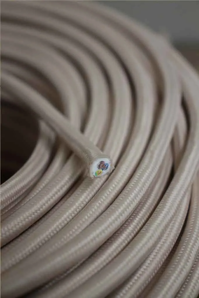 Beige Braided Light Cord - 3 Core Insulated Cable