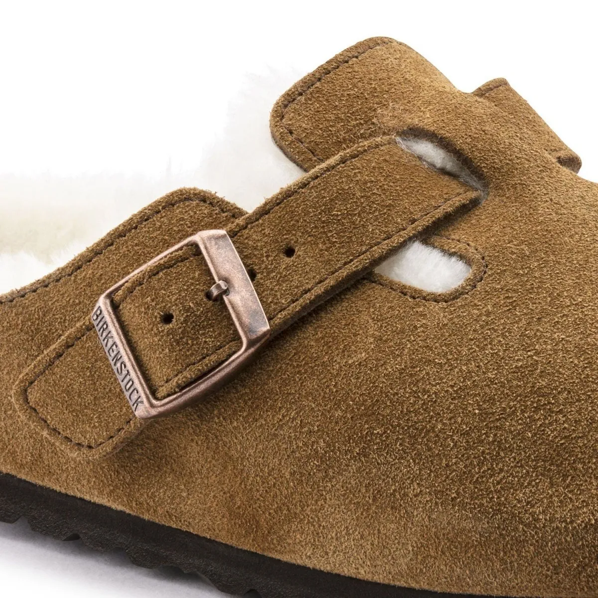 Birkenstock Women's Boston Mink Natural Suede Shearling