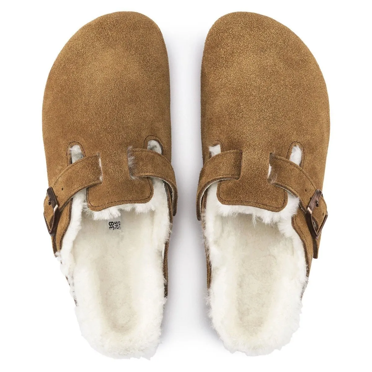 Birkenstock Women's Boston Mink Natural Suede Shearling