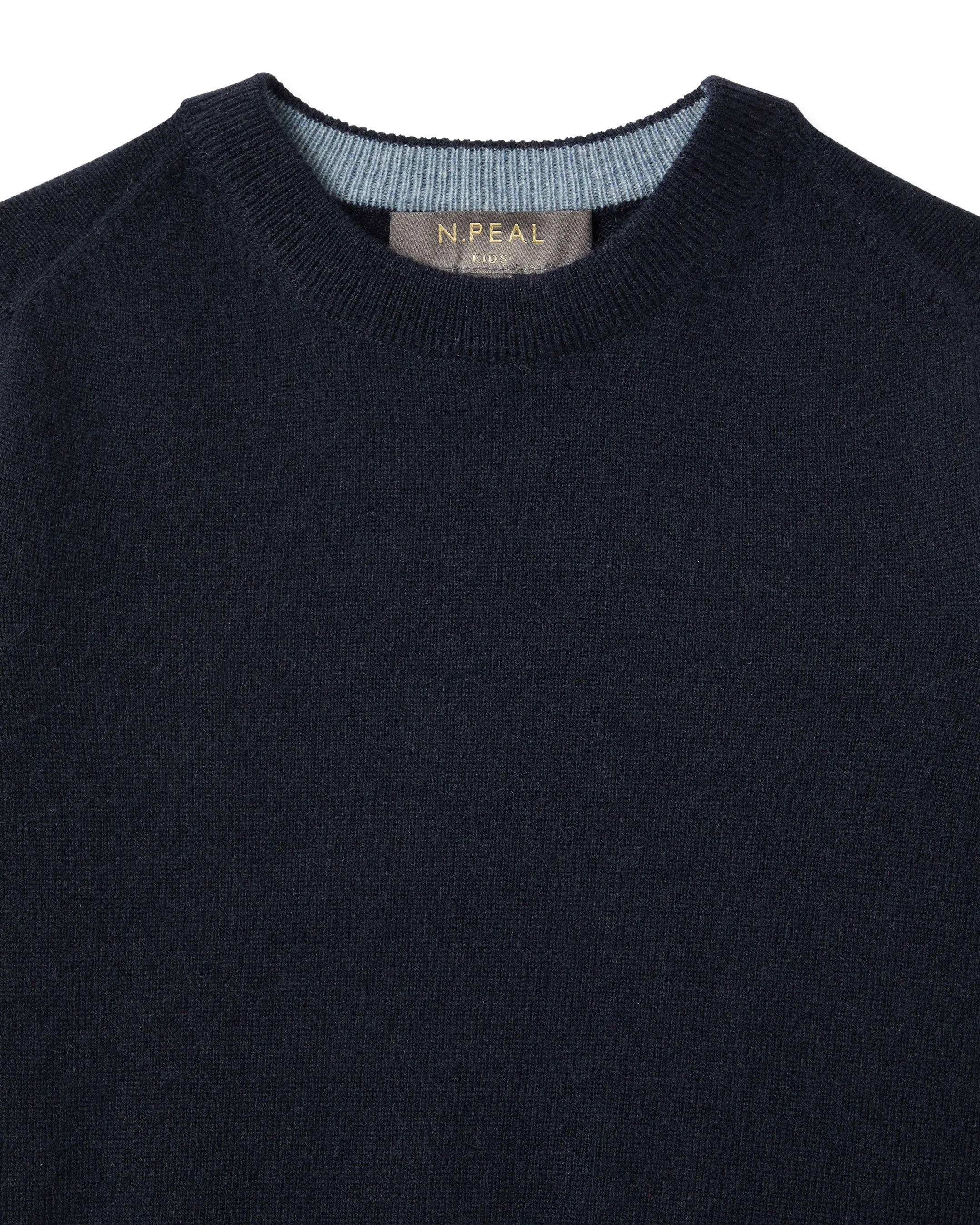 Boys Round Neck Cashmere Sweater Navy Blue