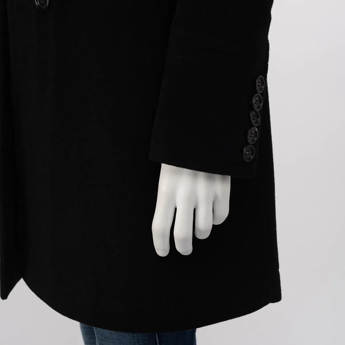 Burberry Prorsum Black Wool Blend Shearling Collar Coat 46