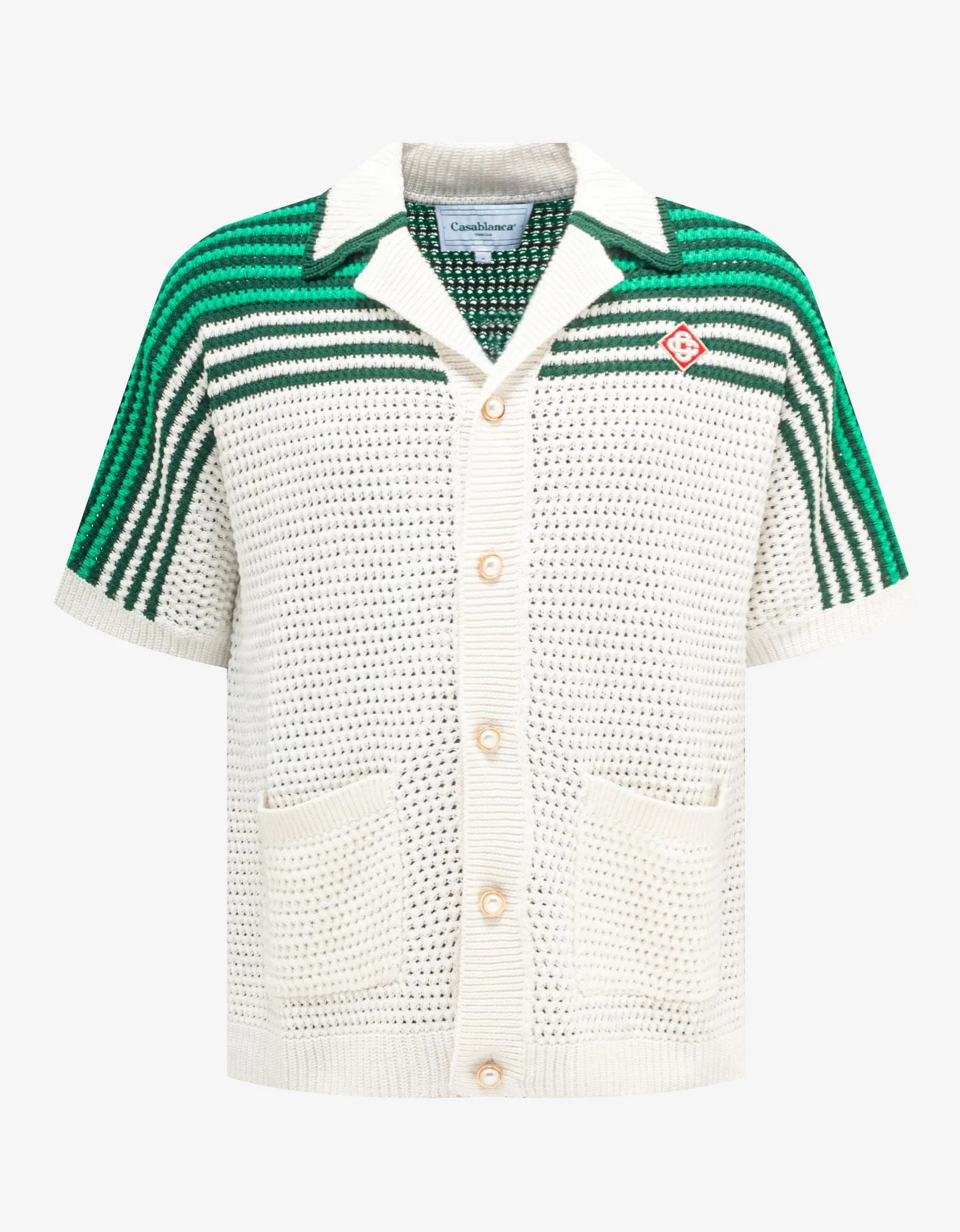 Casablanca White & Green Tennis Crochet Shirt