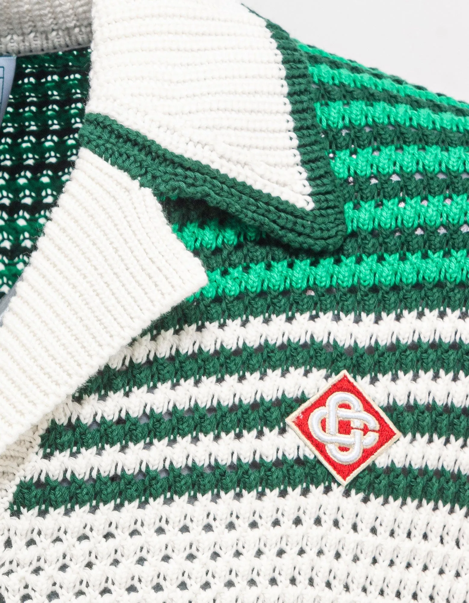 Casablanca White & Green Tennis Crochet Shirt