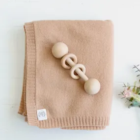 Cashmere Plain Knit Baby Blanket - Cinnamon