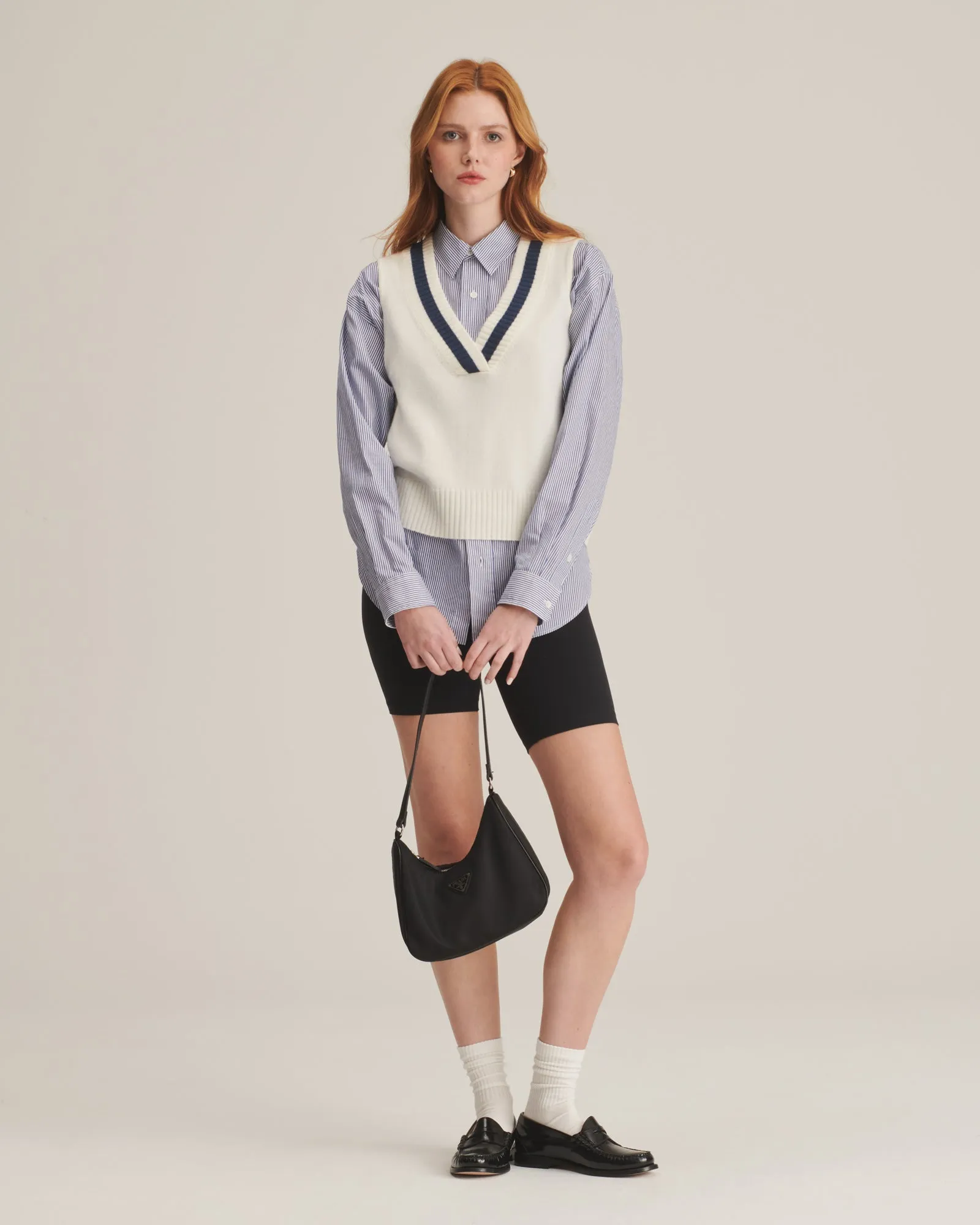 Cashmere Varsity V-Neck Vest