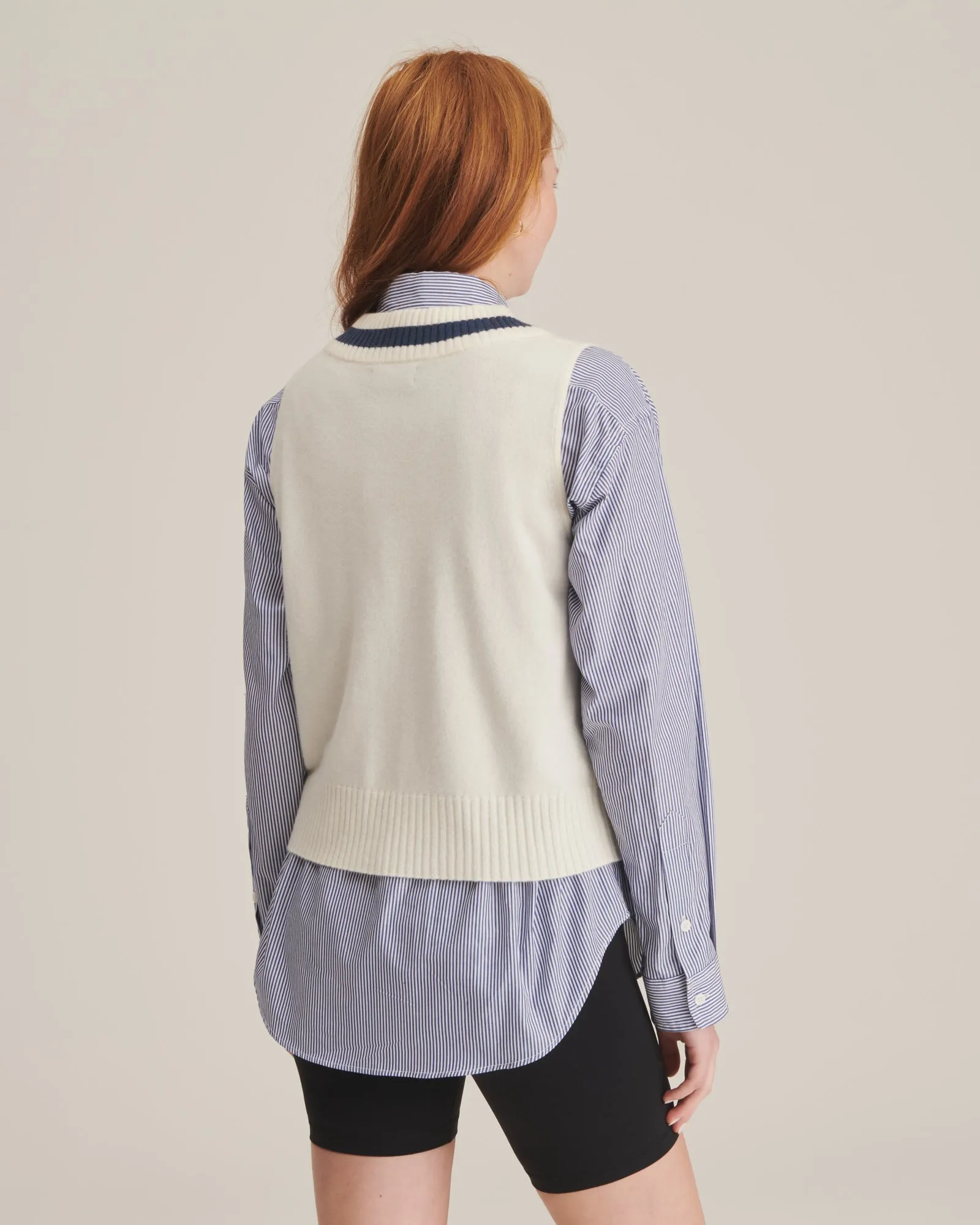 Cashmere Varsity V-Neck Vest