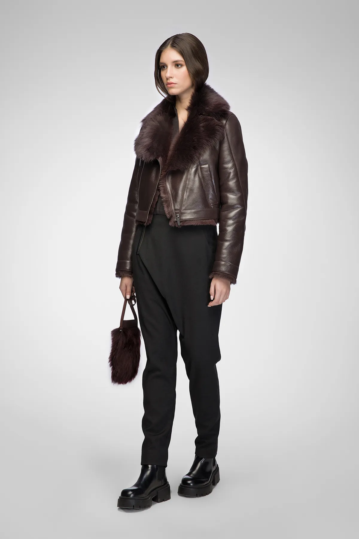 Cécile - Bordeaux Shearling Jacket