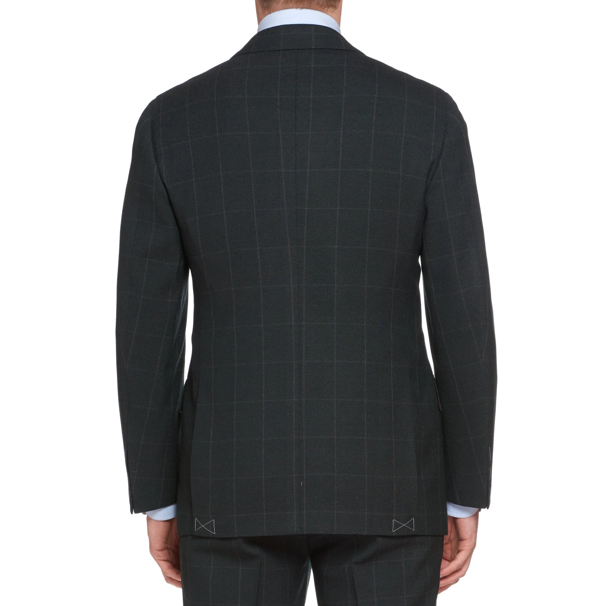 CESARE ATTOLINI Napoli Handmade Dark Green Windowpane Wool Suit NEW