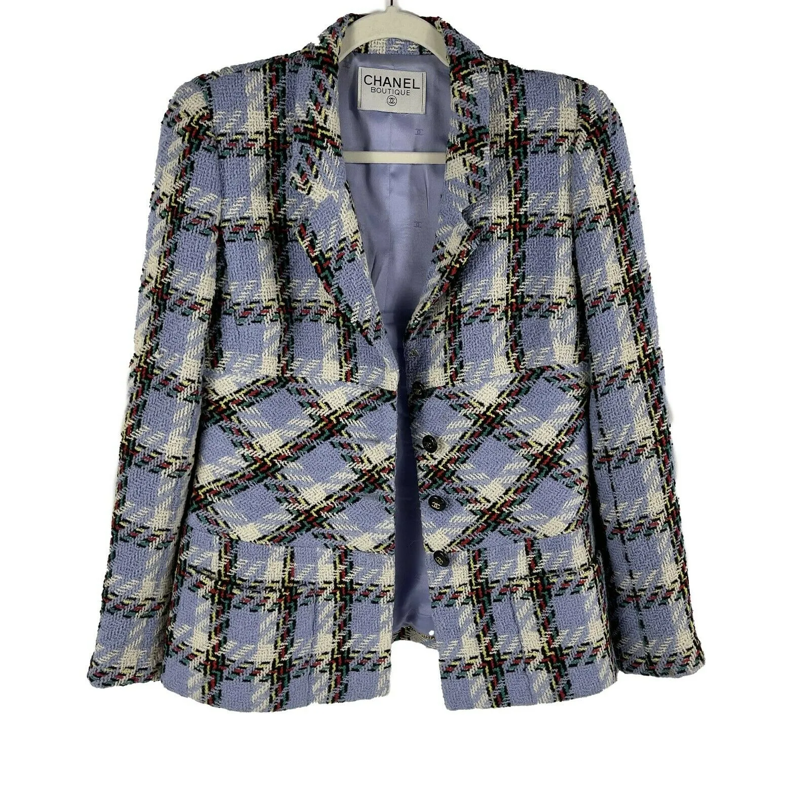 CHANEL - 95P Vintage Plaid Runway Tweed Blazer - Lilac - 42 US 10