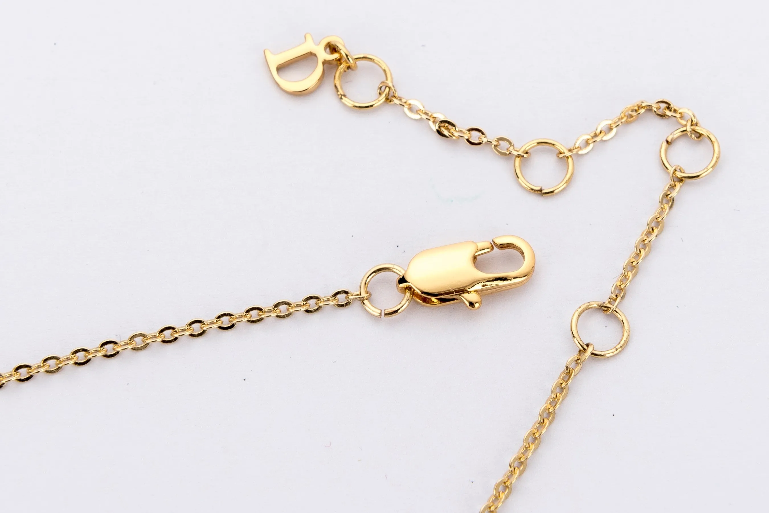 Christian Dior Gold Necklace D.I.O.R Dangling Pendant