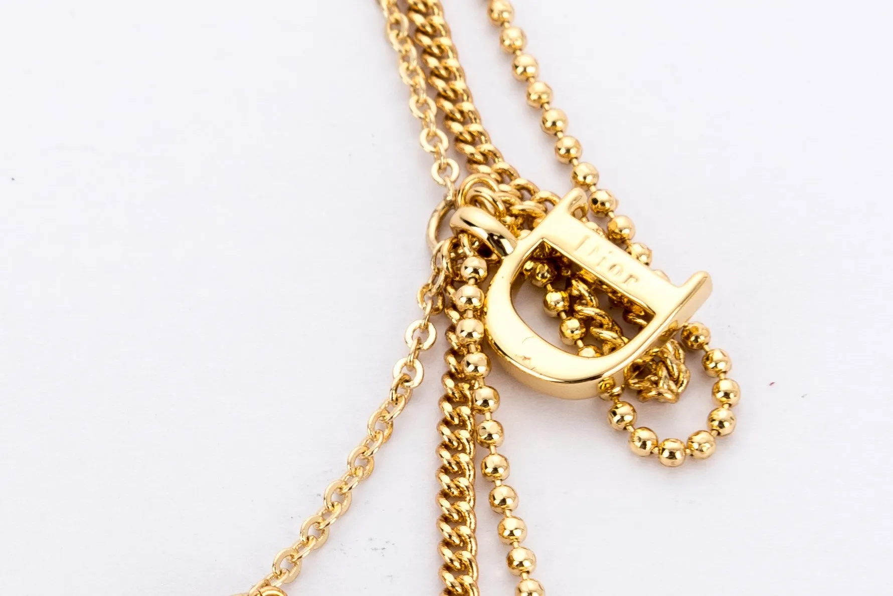 Christian Dior Gold Necklace D.I.O.R Dangling Pendant