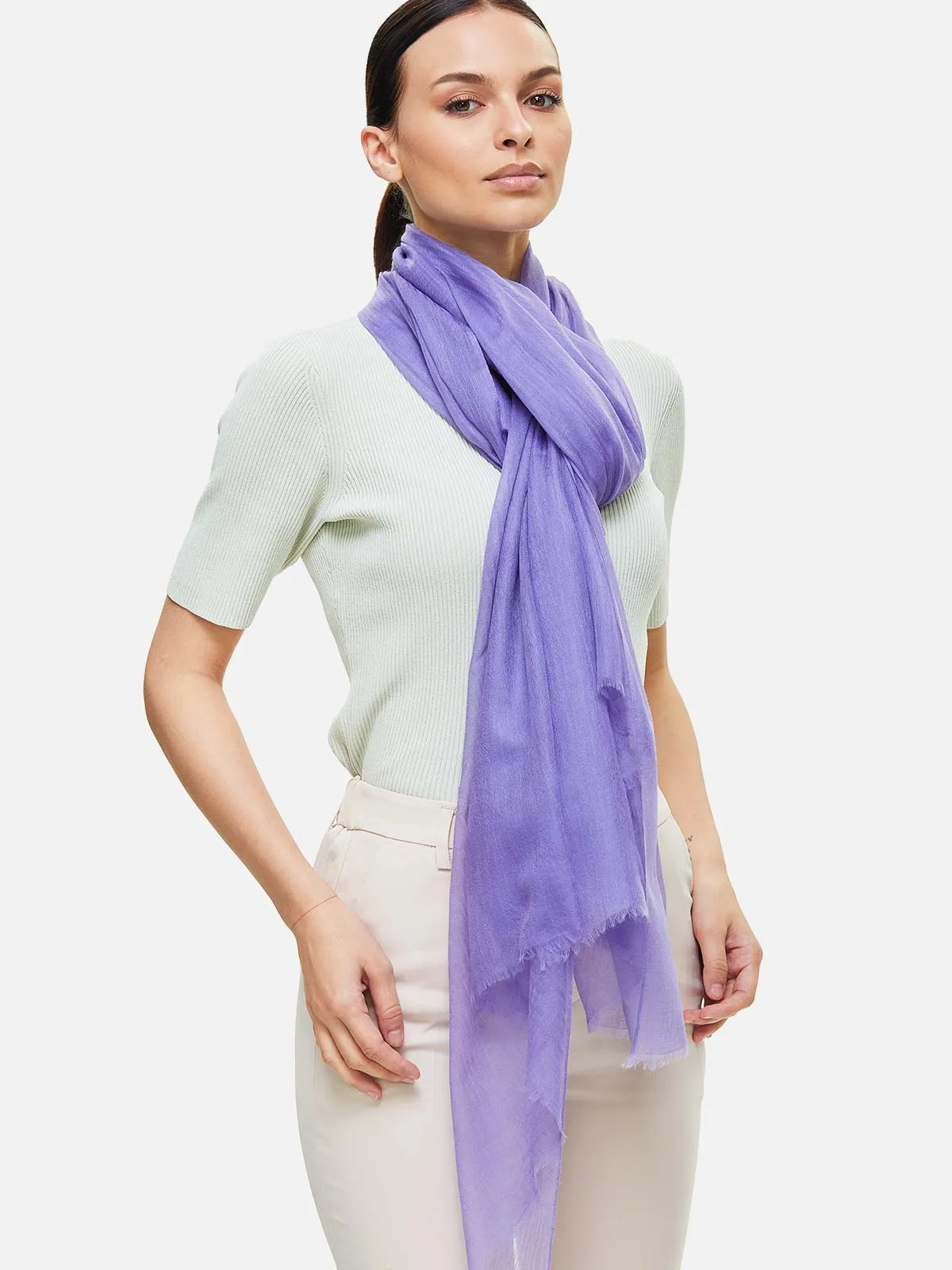 Featherlight Lavender Cashmere Scarf