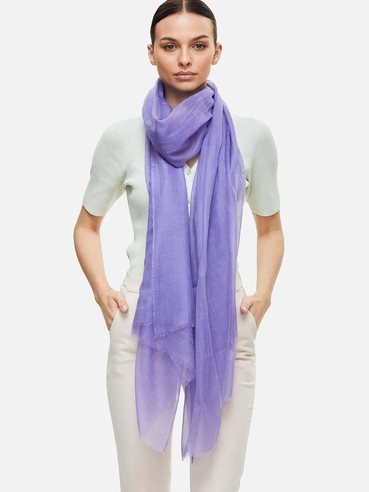 Featherlight Lavender Cashmere Scarf