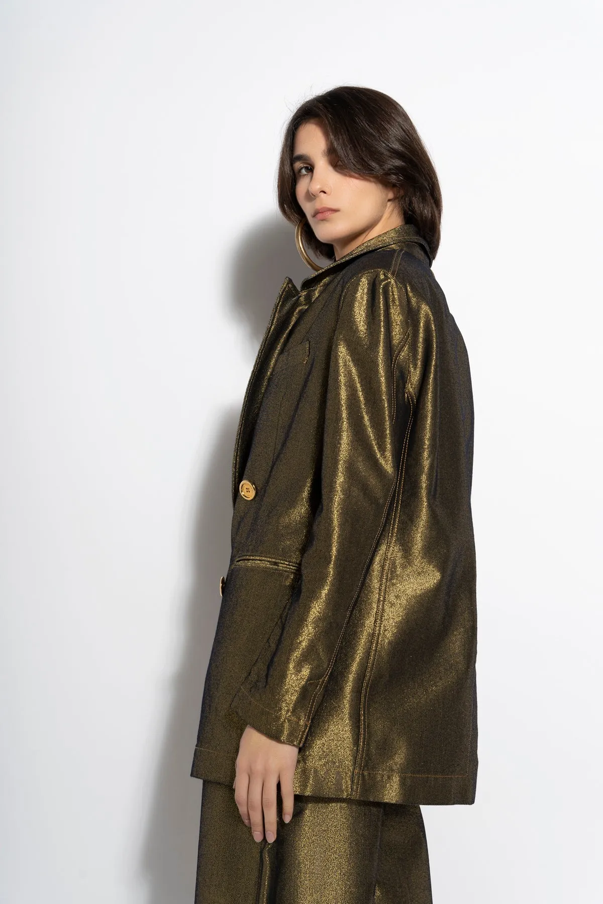 GOLD LUREX OVERSIZED BLAZER