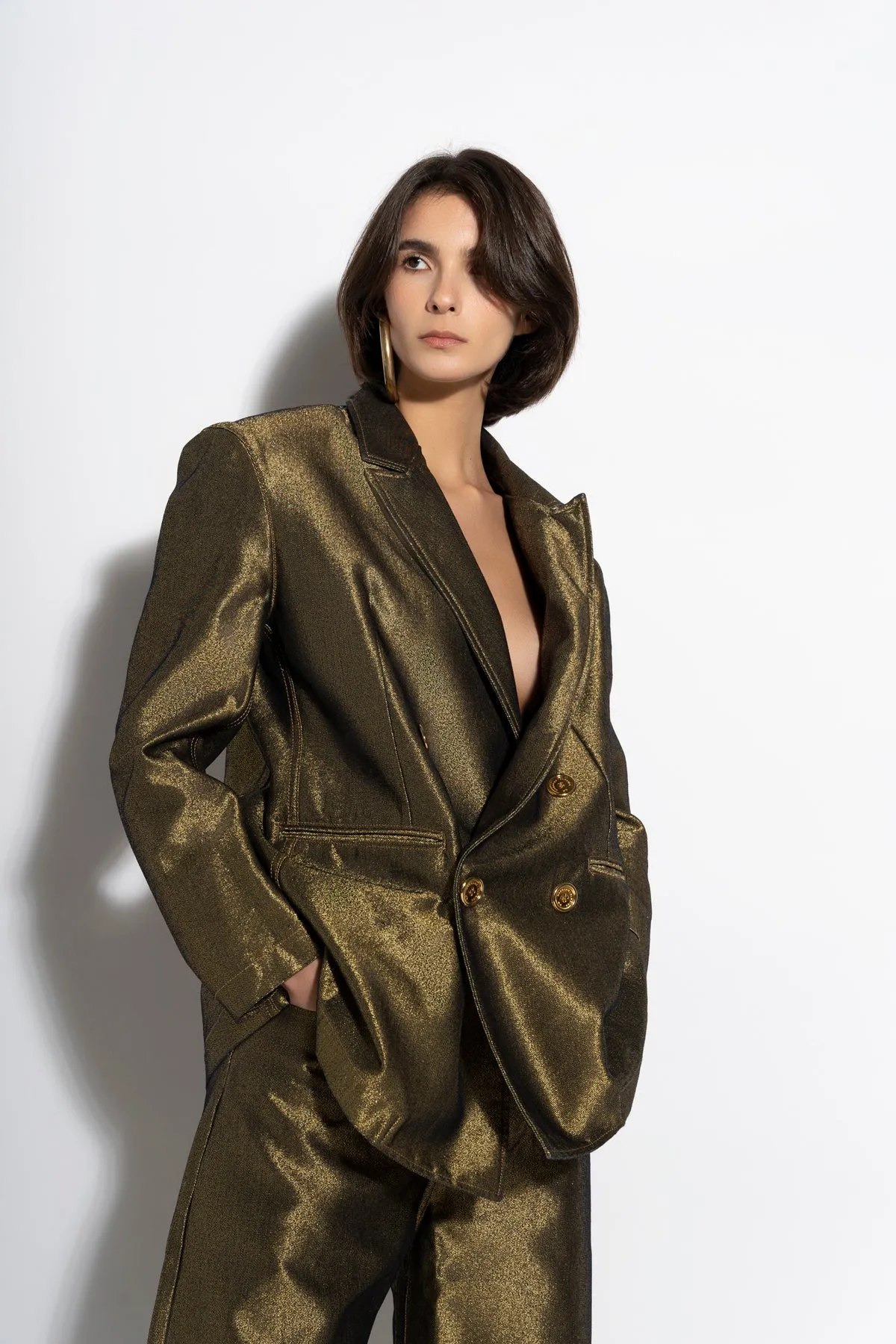 GOLD LUREX OVERSIZED BLAZER