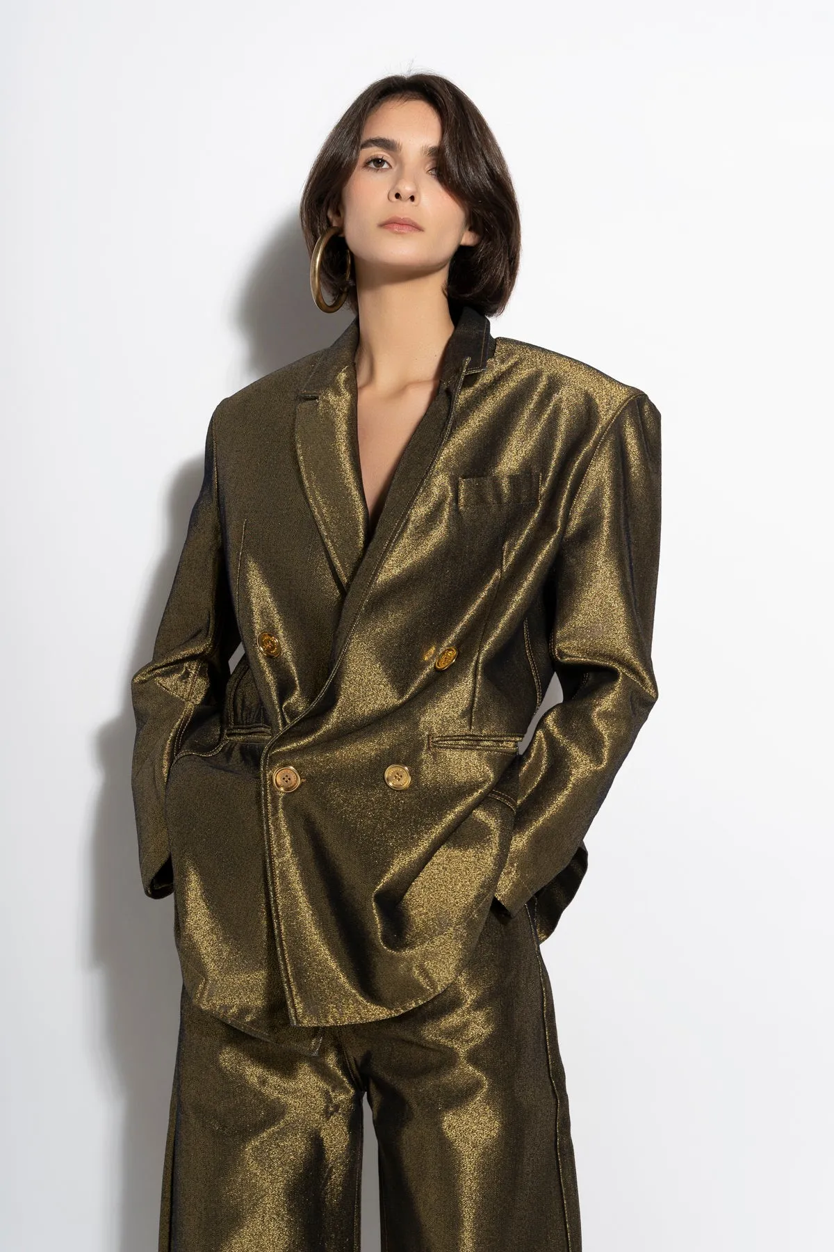 GOLD LUREX OVERSIZED BLAZER