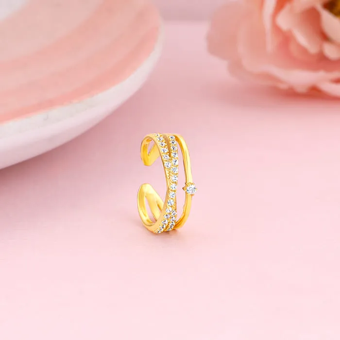 Golden Layered Interweave Ring