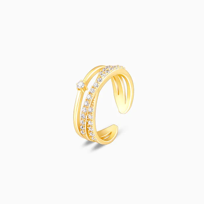 Golden Layered Interweave Ring