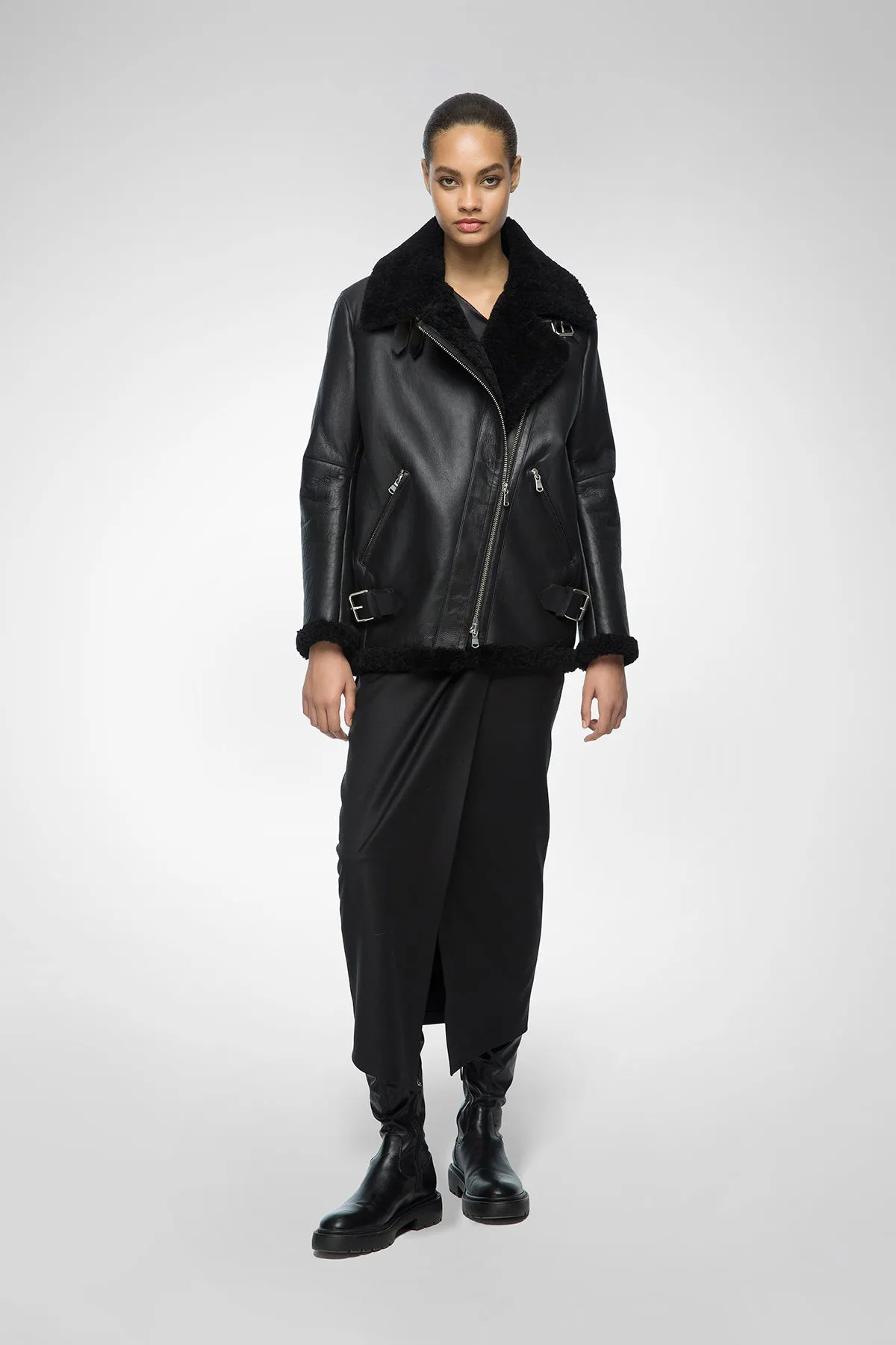 Harper - Black Shearling Coat