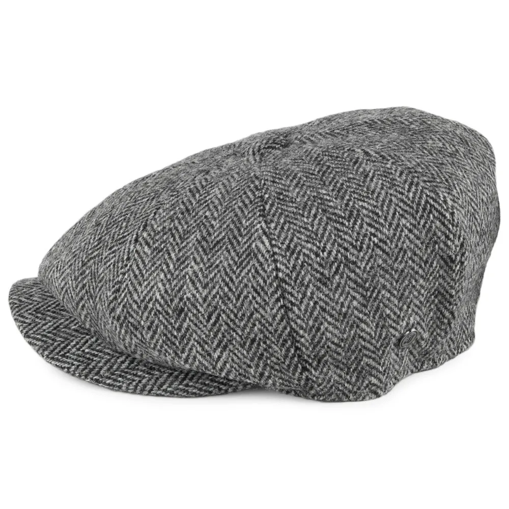 Harris Tweed Castlebay Newsboy Cap - Black-Grey