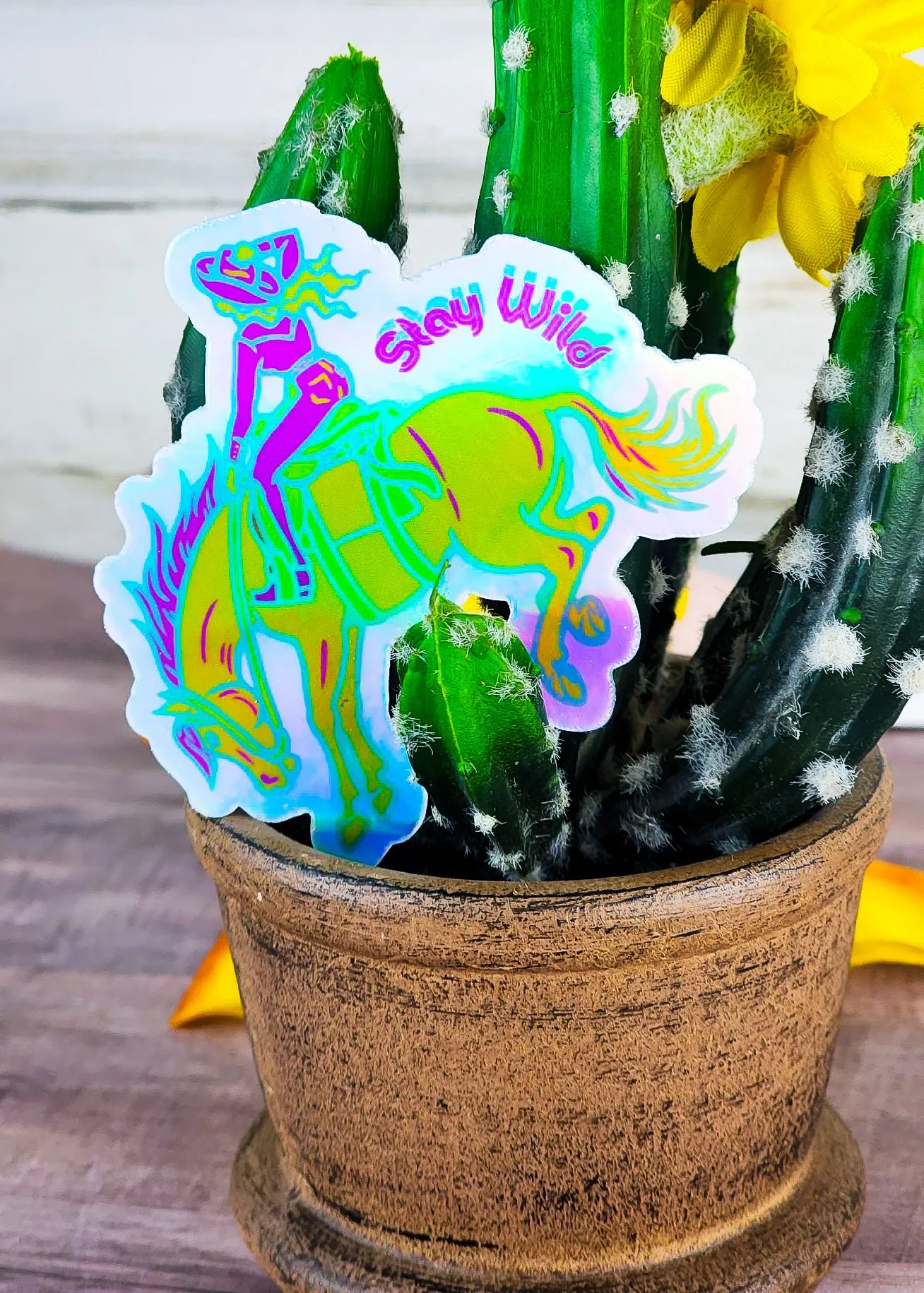 Holographic Stay Wild Sticker