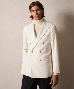 Italian Double-Breasted Tuxedo Jacket in Ivory