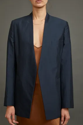 Jakari Standing Collar Suit Jacket In Navy