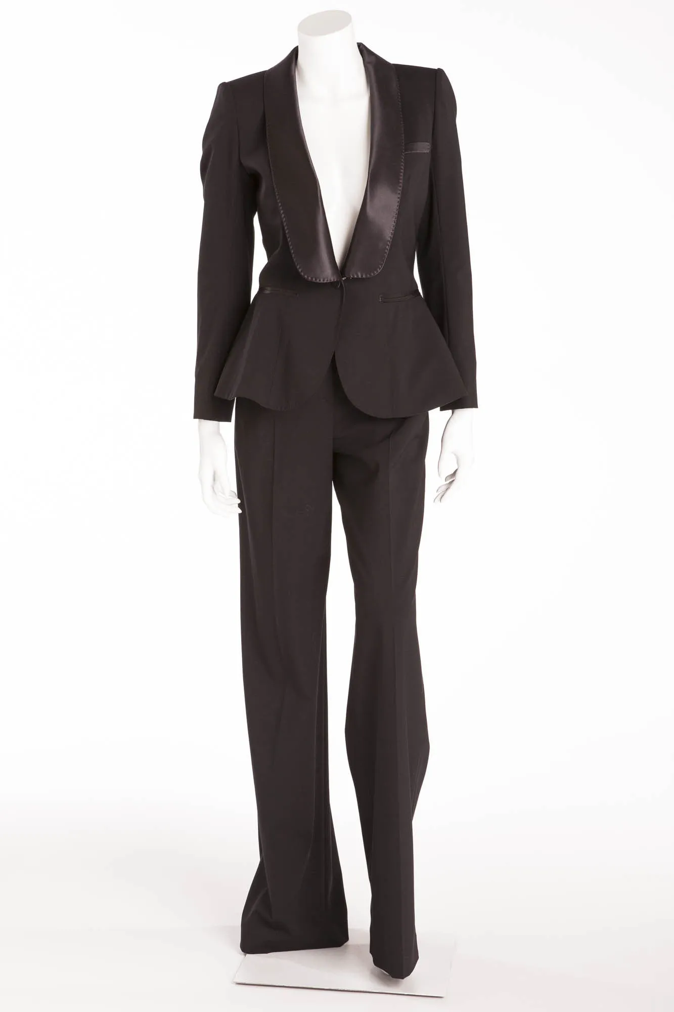 Louis Vuitton - New 2PC Black Blazer & Dress Pants with Satin Trim - FR 38