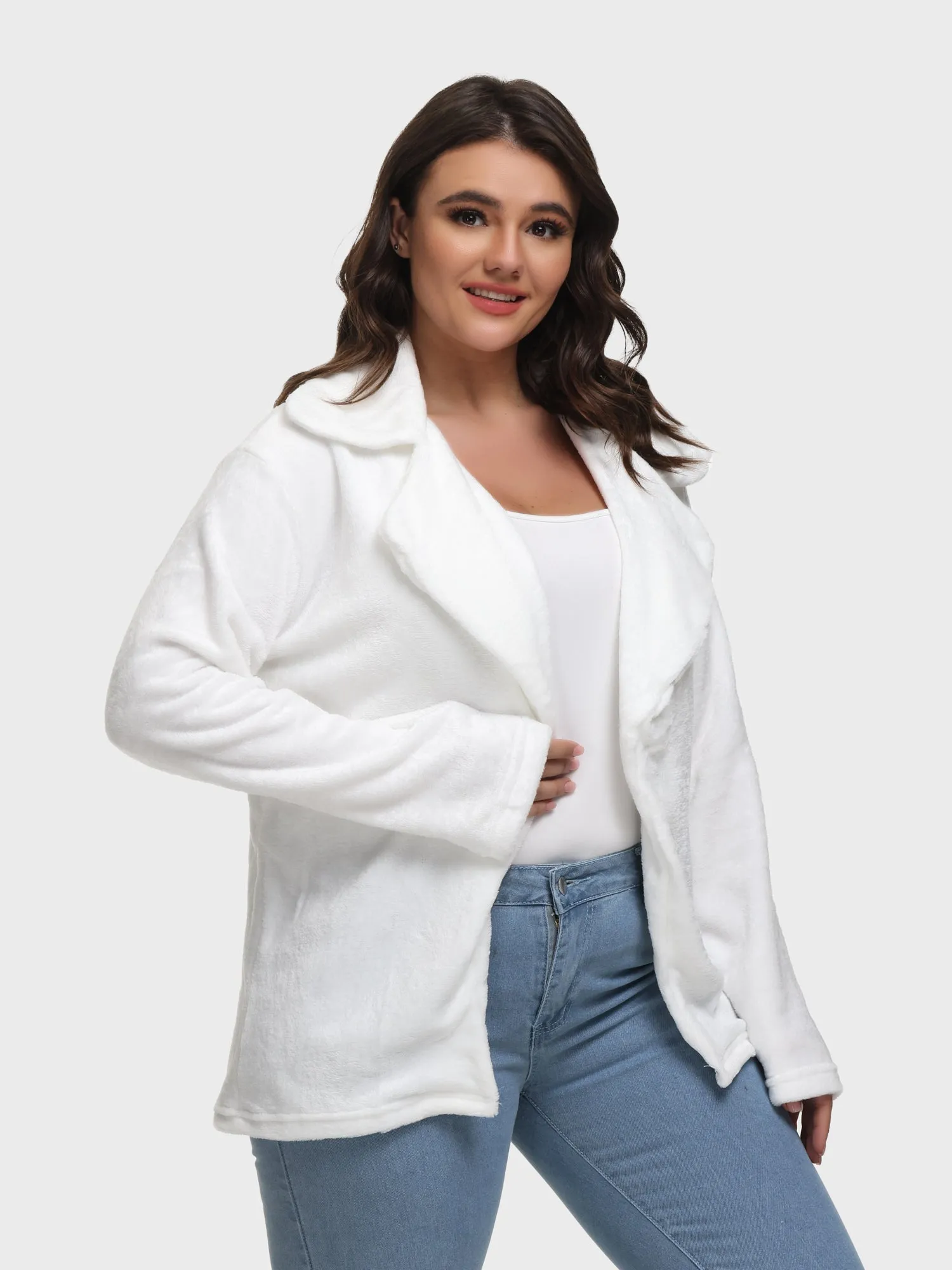 Midsize Sexy Slim Lapel Plush Jacket