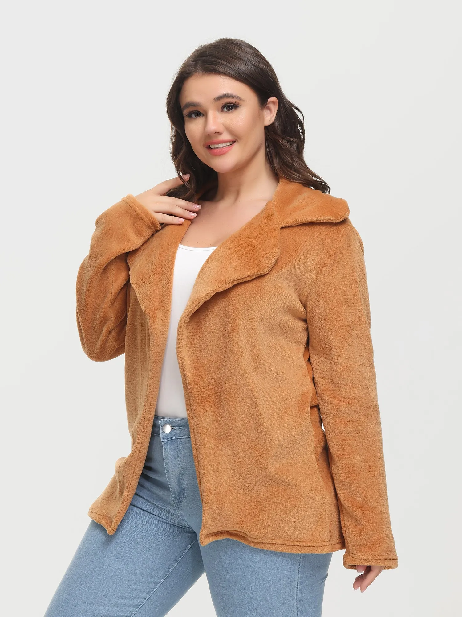 Midsize Sexy Slim Lapel Plush Jacket