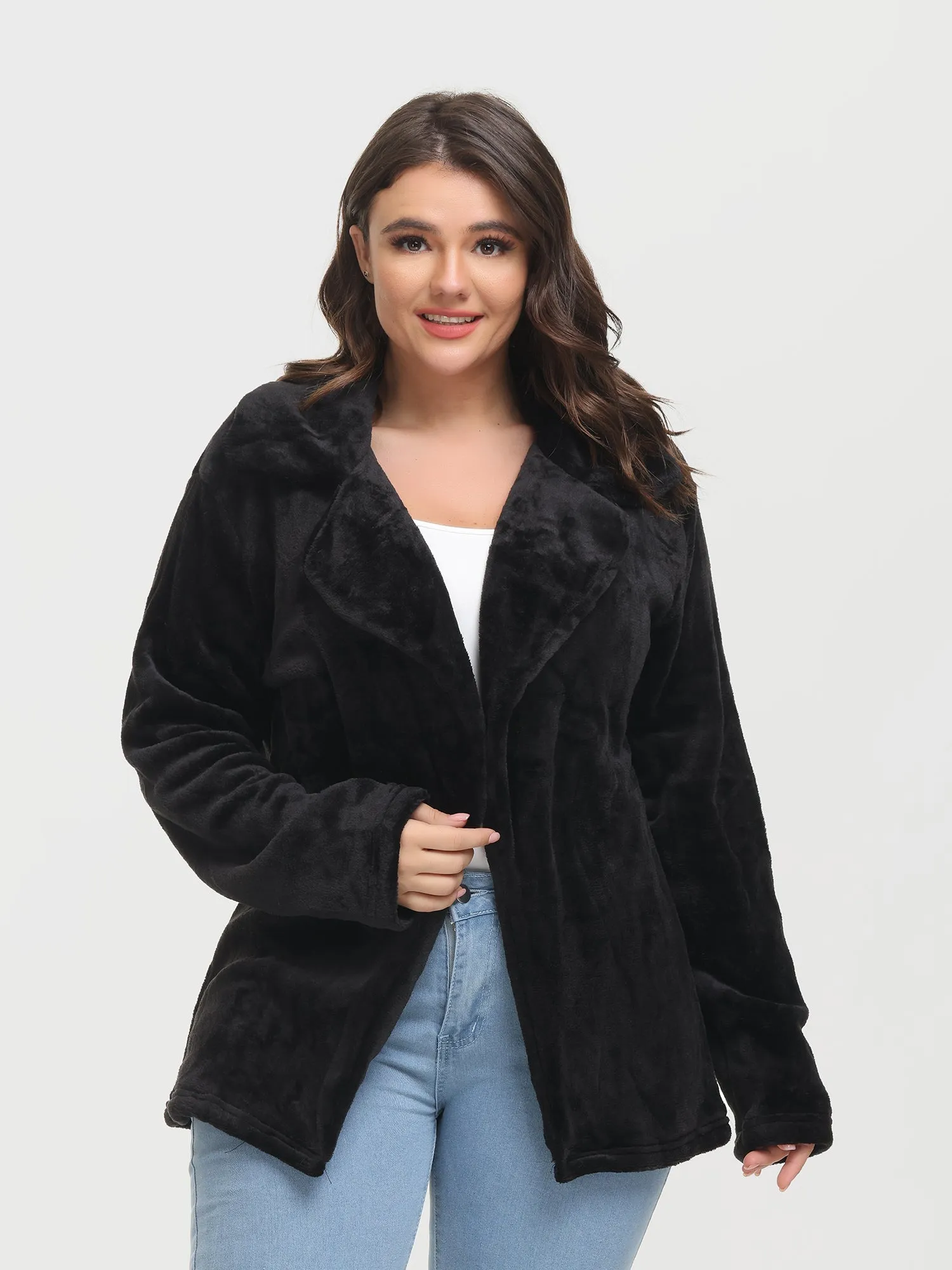 Midsize Sexy Slim Lapel Plush Jacket