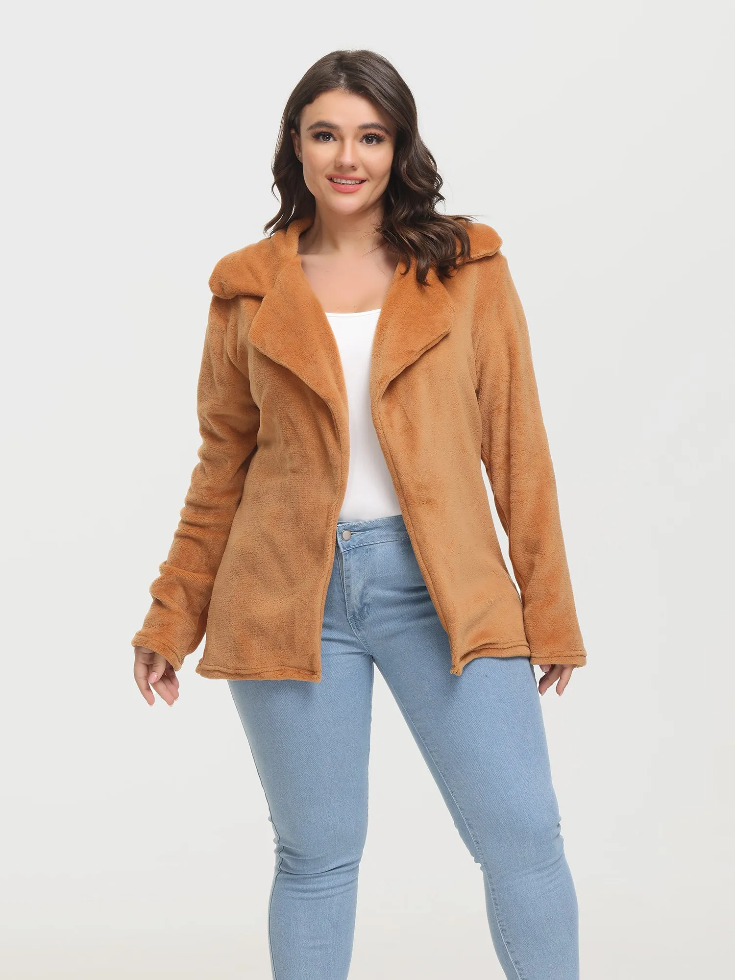 Midsize Sexy Slim Lapel Plush Jacket