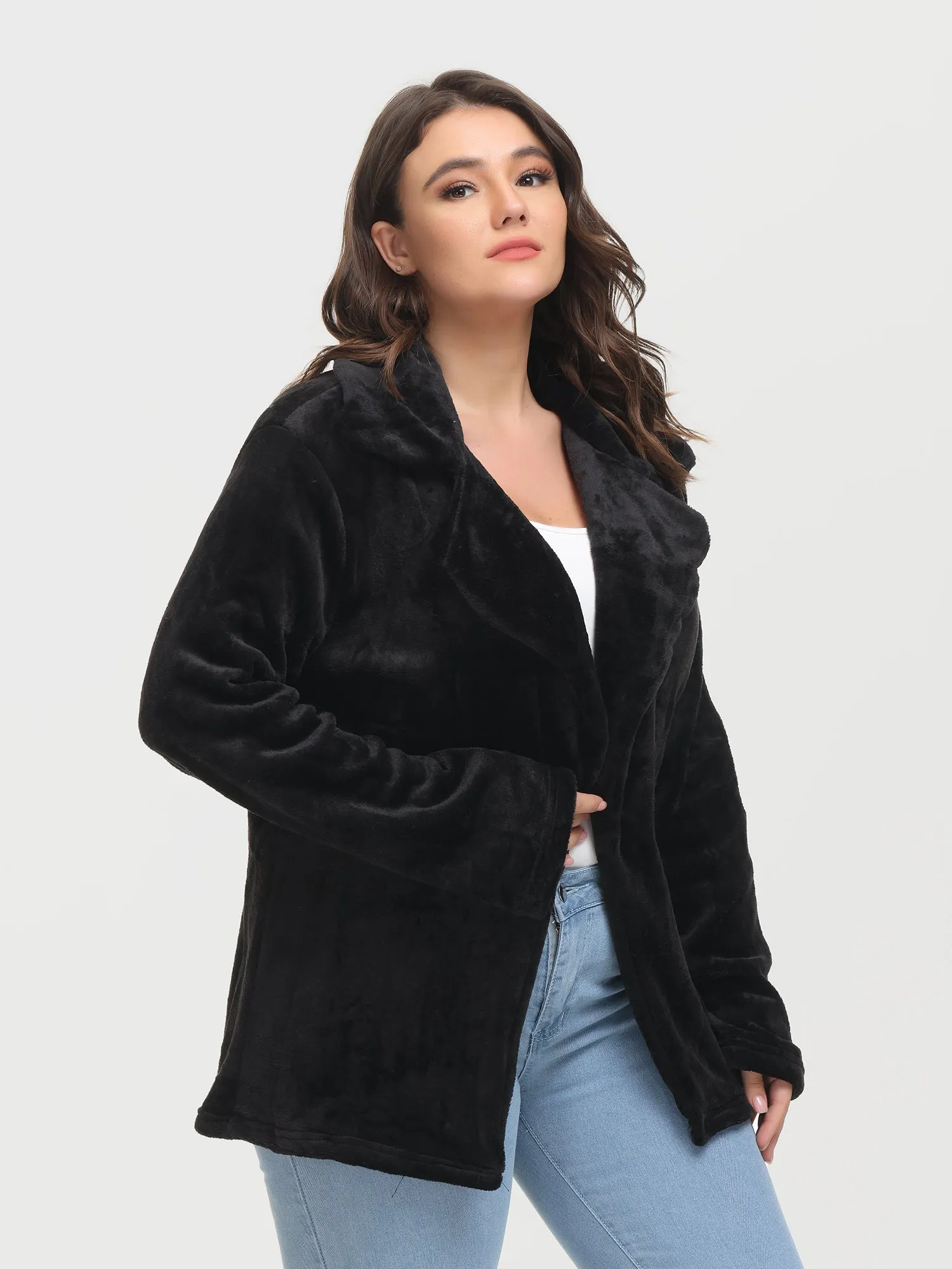 Midsize Sexy Slim Lapel Plush Jacket