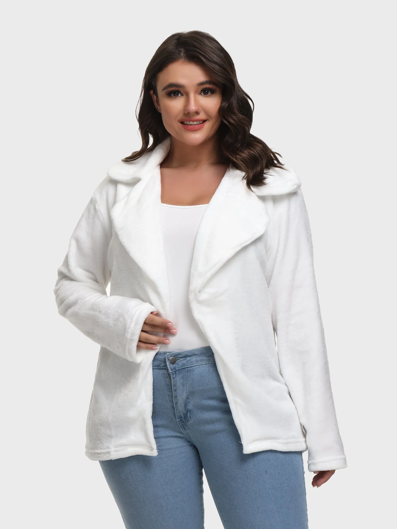 Midsize Sexy Slim Lapel Plush Jacket