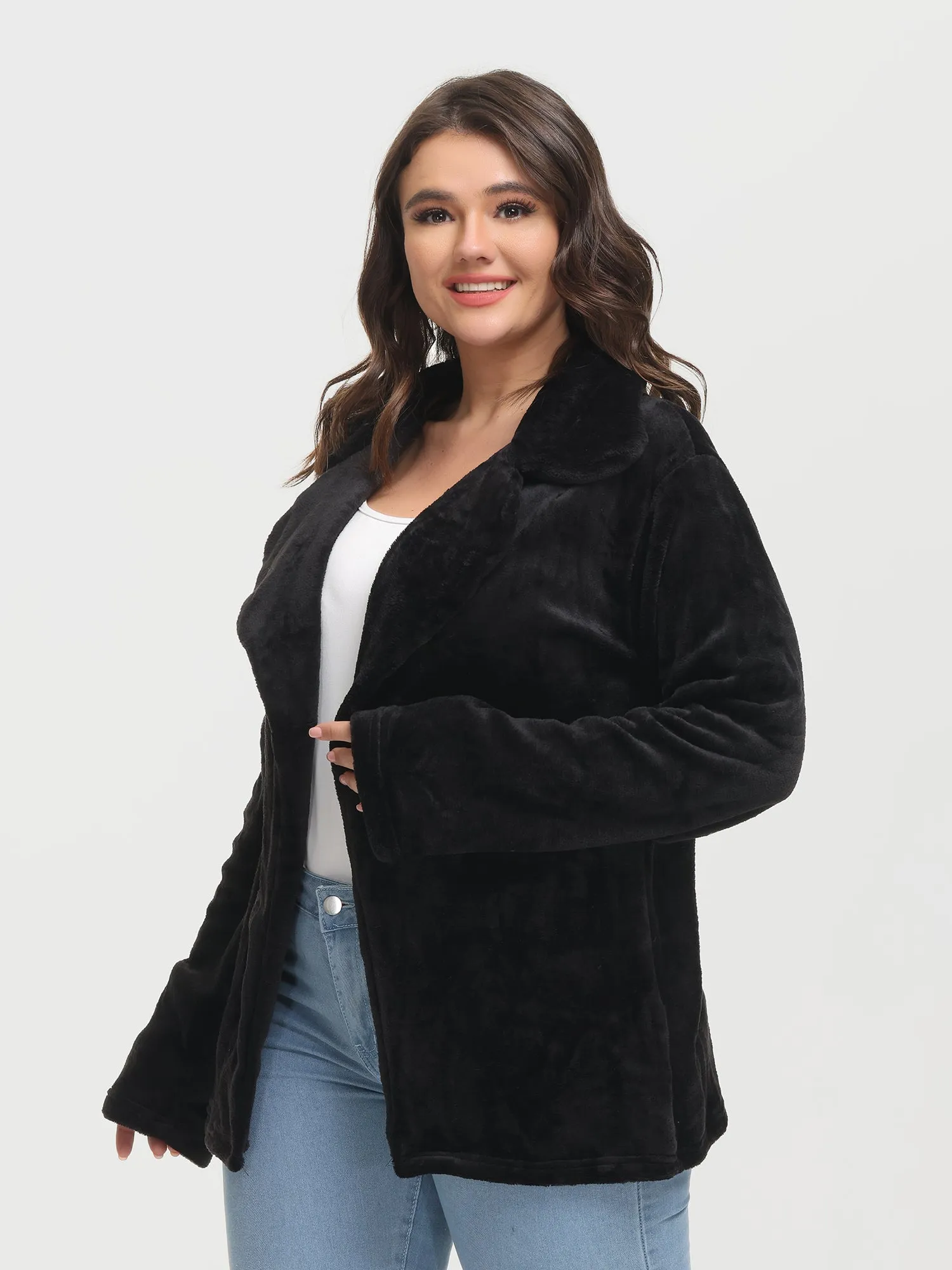 Midsize Sexy Slim Lapel Plush Jacket