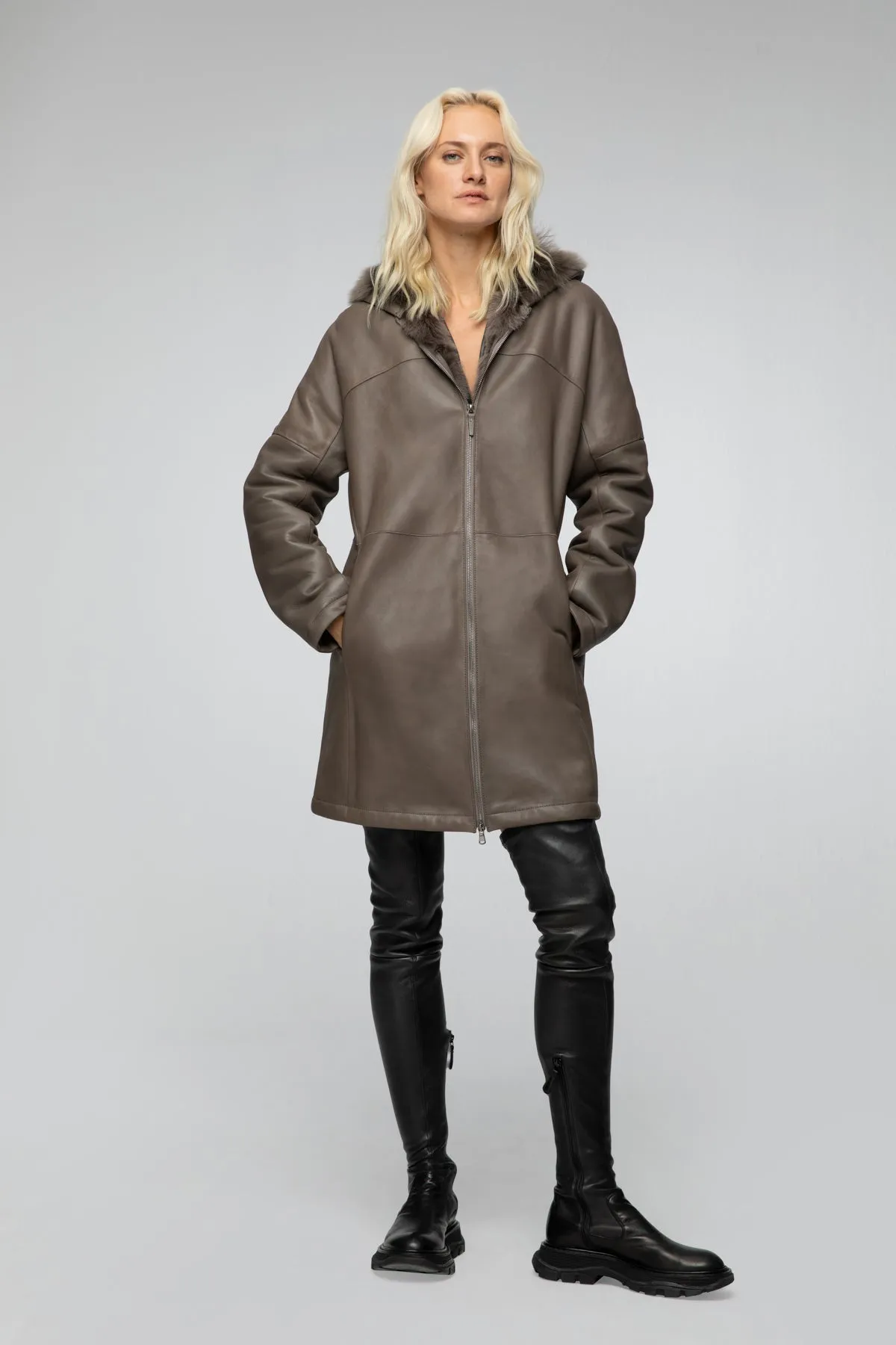 Nude Shearling Coat