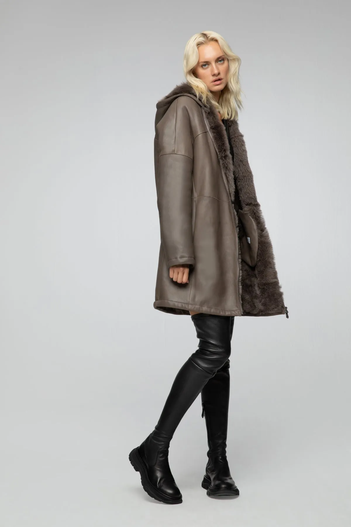 Nude Shearling Coat