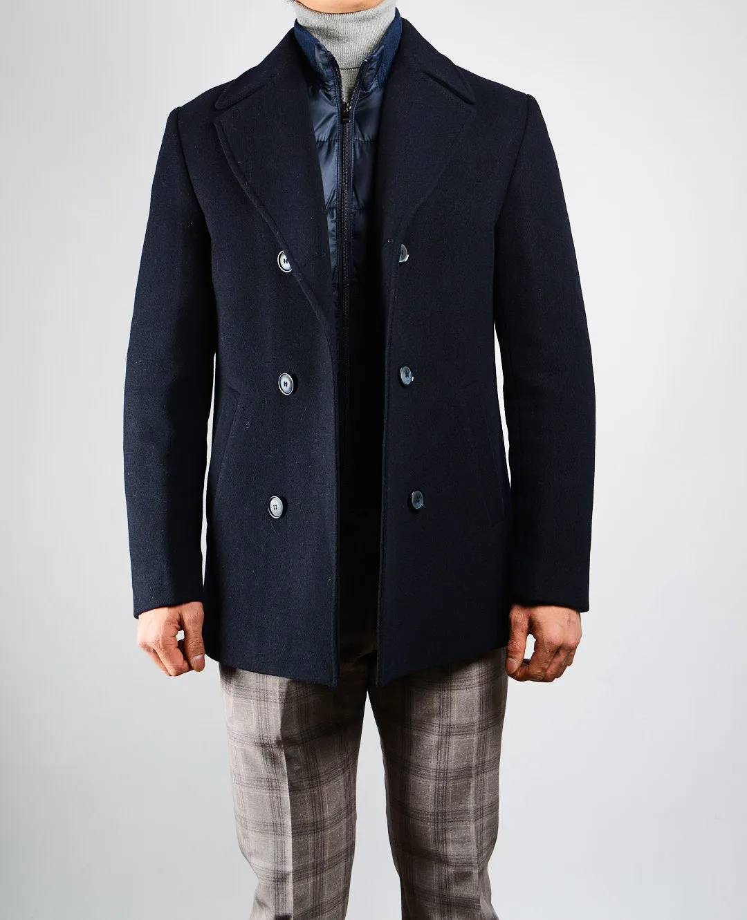 Preston Heathered Tonal Stripe DB Coat