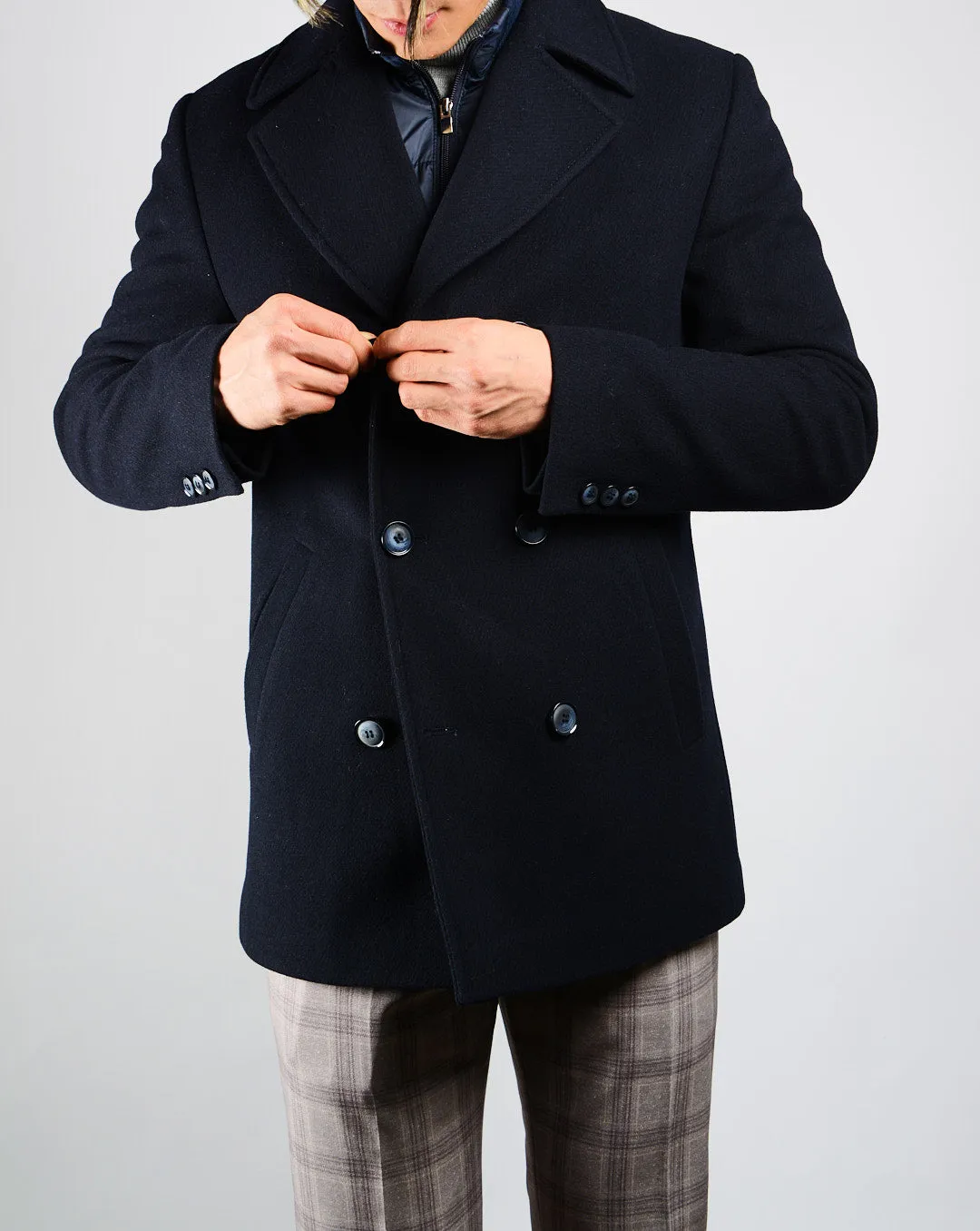 Preston Heathered Tonal Stripe DB Coat