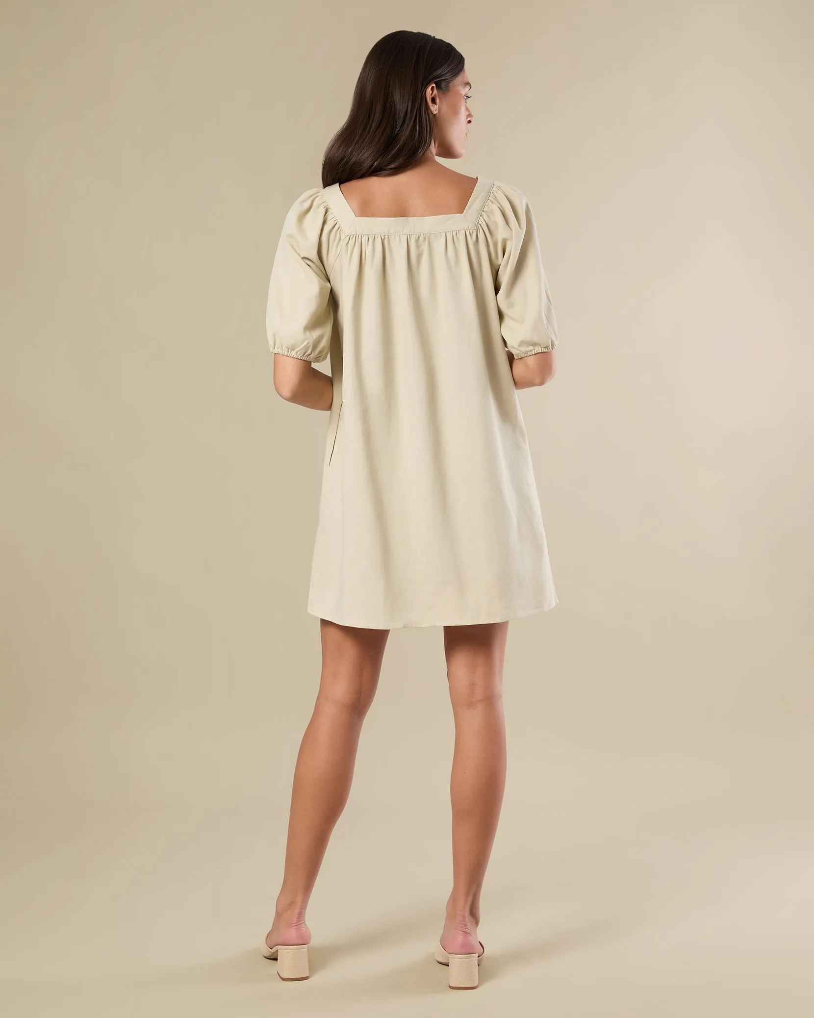 Puff Sleeve Shift Dress