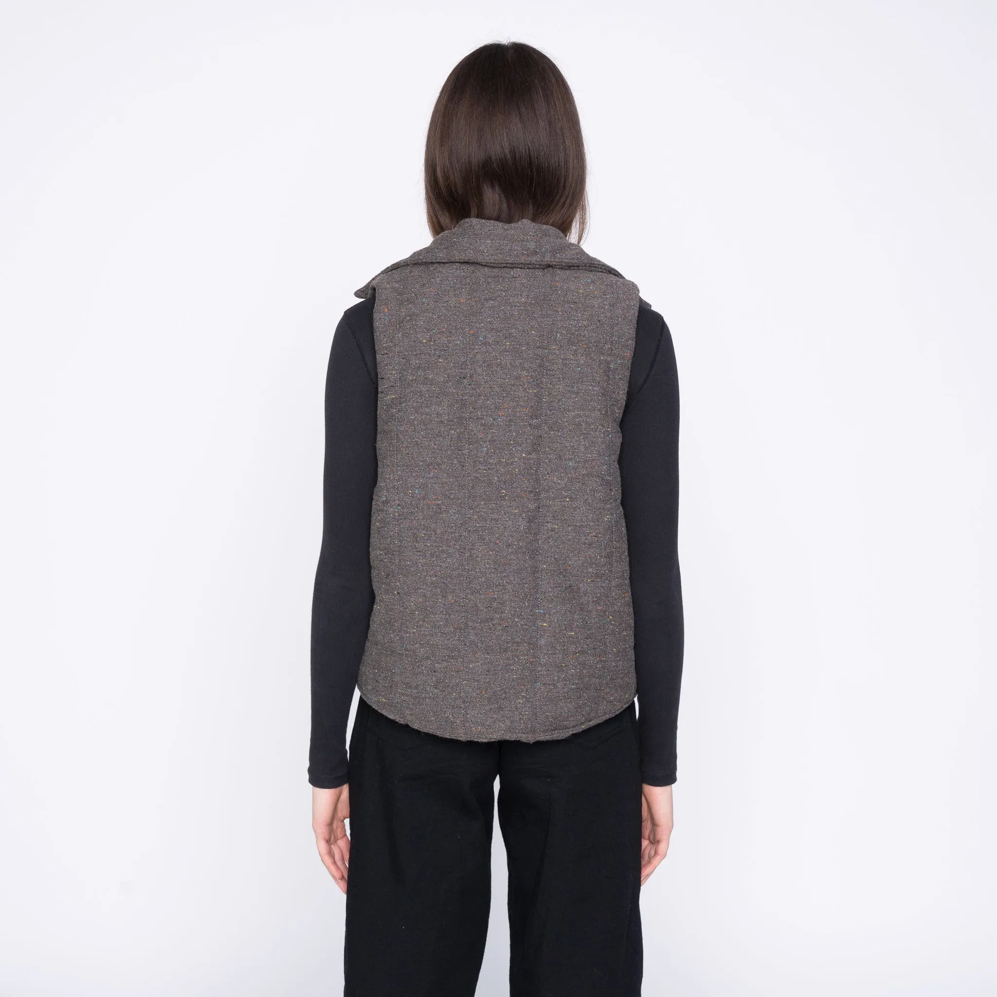 Quilted Vest - Wool Multi Nep - Brown