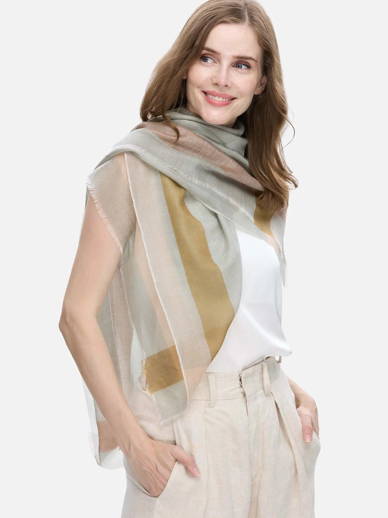 Square - Featherlight Tea Cashmere Scarf